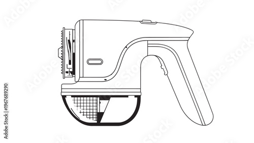 Handheld barcode scanner device used for retail and inventory management.