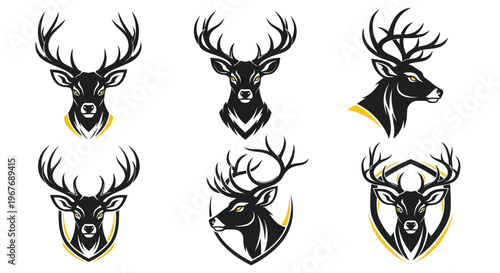 Modern Stylized Vector Deer Head and Antler Logo Designs for Hunting and Wildlife Brands