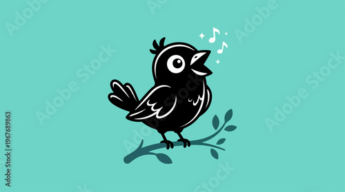 Black Bird On A Branch.