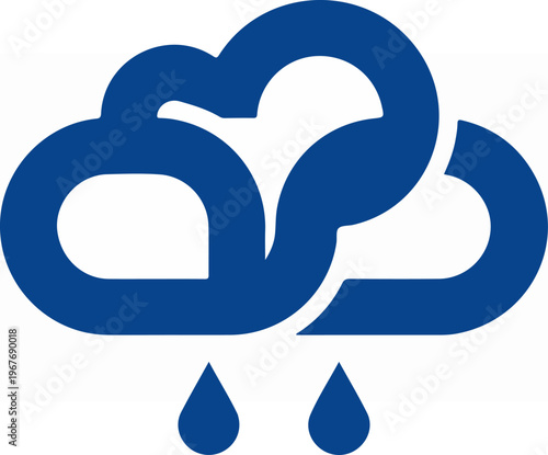 Blue Cloud Rain Symbol Design.