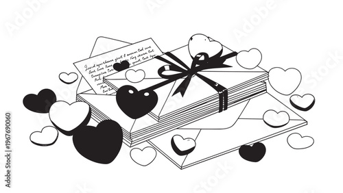 Romantic Gift Box with Heart-Shaped Decorations and Love Notes for Special Occasion.