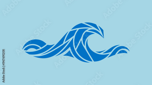 Blue wave graphic design element.