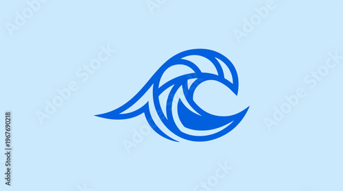 Blue wave icon on white.