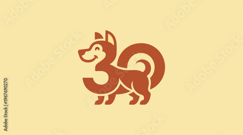 Brown Dog Simple Illustration.