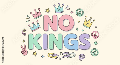 Colorful No Kings Text Design.
