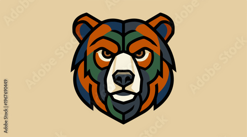 Colorful Tiger Head Illustration.