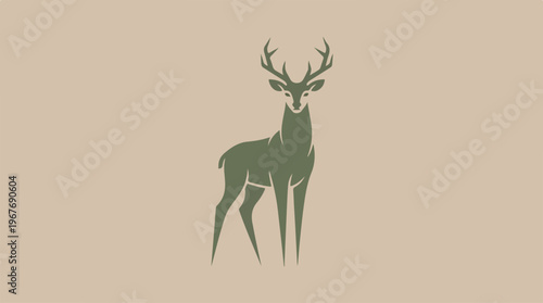 Deer Silhouette with Antlers.