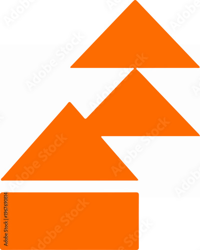 Geometric shapes in orange.