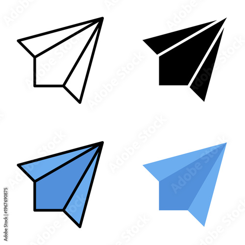 paper plane icon collection of various styles for design branding, print and digital media