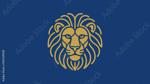Golden Lion Head Illustration.