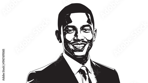 Smiling Businessman Wearing Suit and Tie in a Professional Portrait.