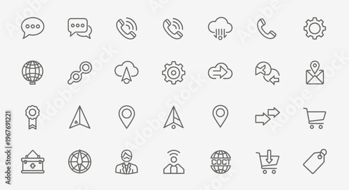 Collection of Simple Line Icons for Communication.