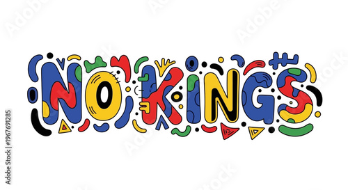 No Kings colorful typography design.