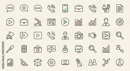 Collection of business communication icons.