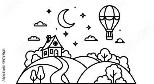 Black line drawing of a house.