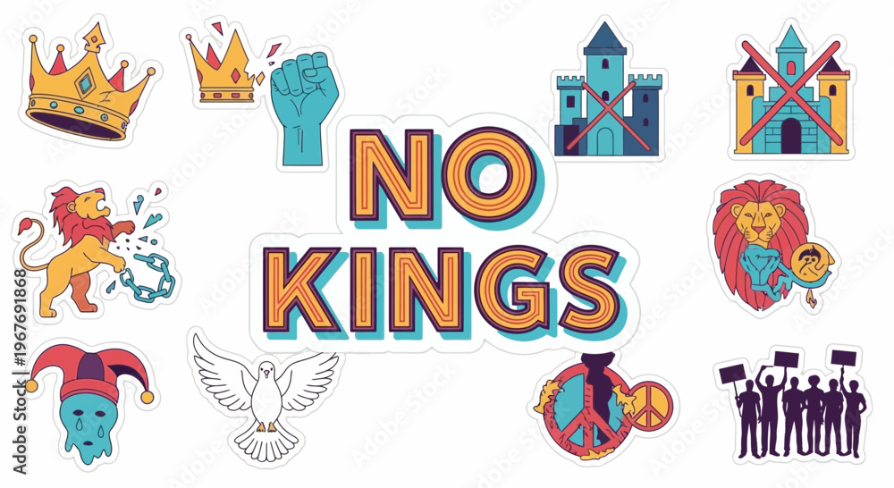 Naklejka premium No Kings Protest or Movement Signs.