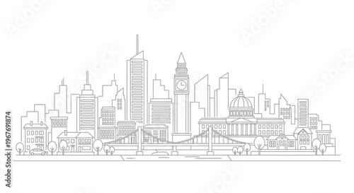 City Skyline Urban Buildings Towers.