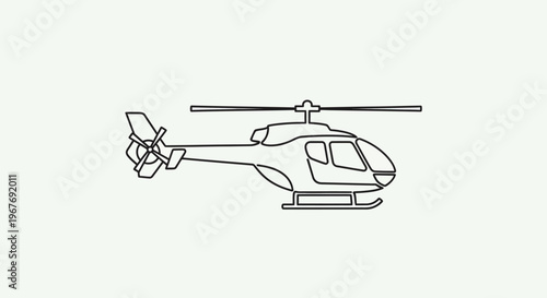 Simple Line Drawing of a Helicopter.