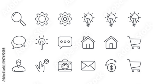 Collection of business and technology icons.