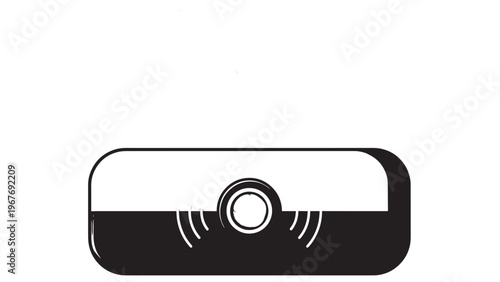 Close-up of a black and white webcam with a circular lens and sleek design.