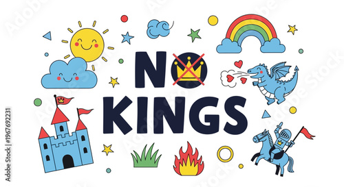 No Kings Text Illustration Design.