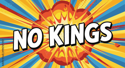 No Kings Text on Comic Background.