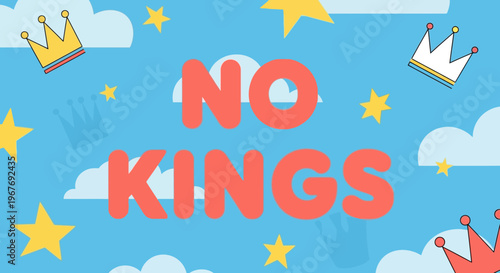 No Kings Text Sign Lettering.