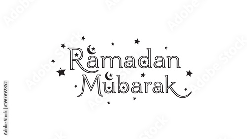 Elegant Ramadan Mubarak Greeting with Stars and Moon Design.