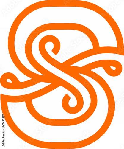 Large Orange Letter S Symbol.
