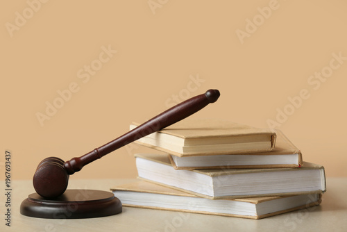 Judge's gavel with books on...