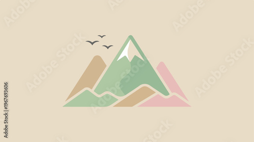 Mountain Range Landscape Nature Scene.