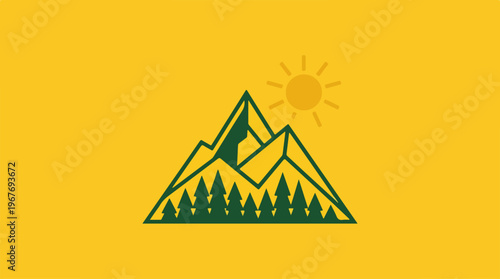 Mountain Range with Trees.