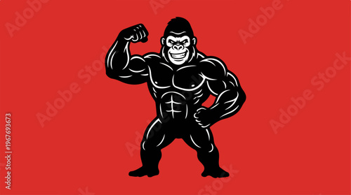 Muscular Gorilla Posing Strong.