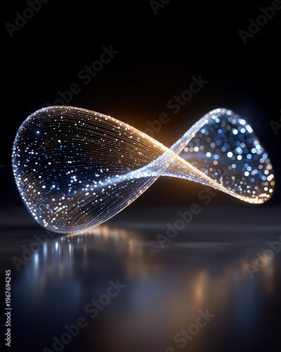 Infinity Symbol: A mesmerizing infinity symbol, sculpted from shimmering particles of light, radiates against a dark backdrop, exuding a sense of endless possibilities.