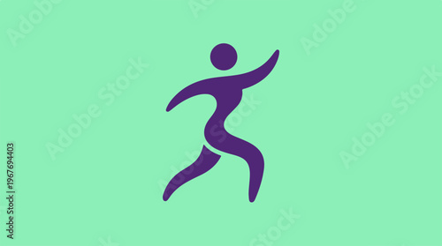 Purple Running Man Icon Design.
