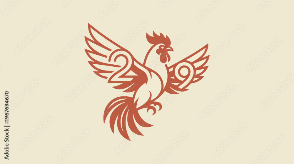 Fototapeta premium Red Rooster Icon Illustration Design.