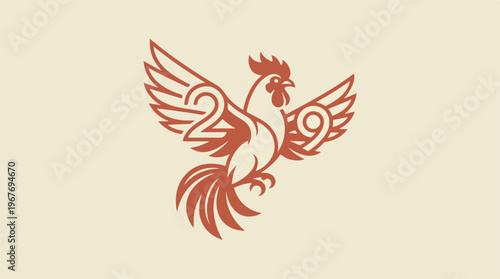 Red Rooster Icon Illustration Design.