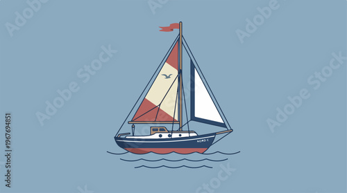 Sailboat on Calm Water Surface.