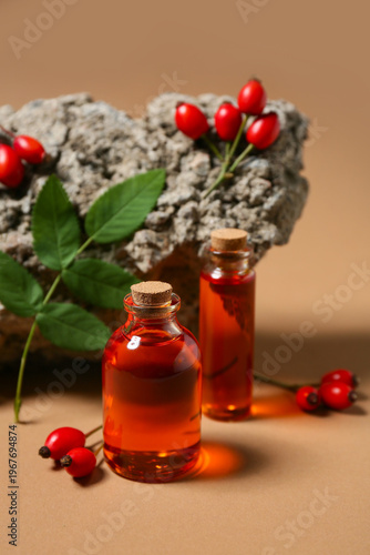 Bottles of cosmetic rose hi...