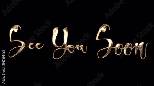 See You Soon Gold Text Animation on Black Background.
