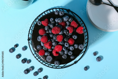 Sweet chocolate cake with f...