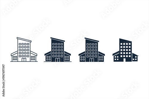 Modern Building Vector Icon Set