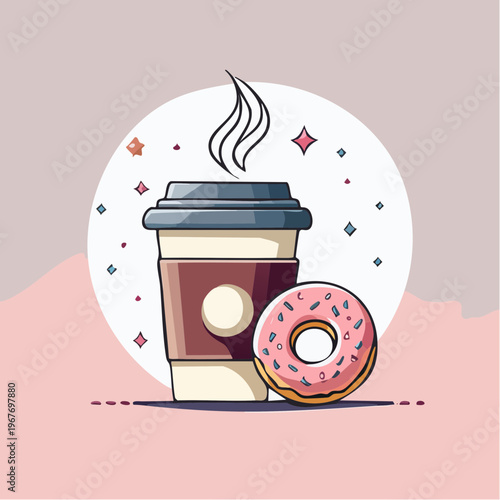 コーヒードーナツポップベクター素材
