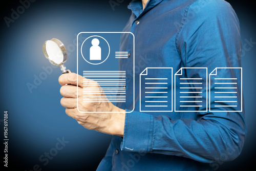 Business people check for suitable personnel for their positions in the organization.