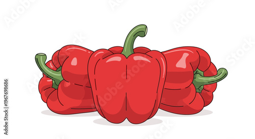 Vibrant Red Bell Peppers - Fresh and Healthy Vegetable Illustration