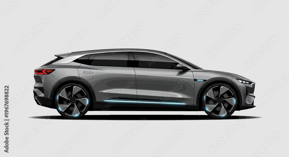 Fototapeta premium Modern electric SUV concept car on a clean background.