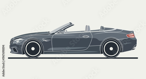 Sleek modern luxury convertible car vector illustration with minimalist design