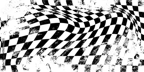 Racing flag sport background horizontal grunge checkered pattern design with empty space.Vector Ilustration