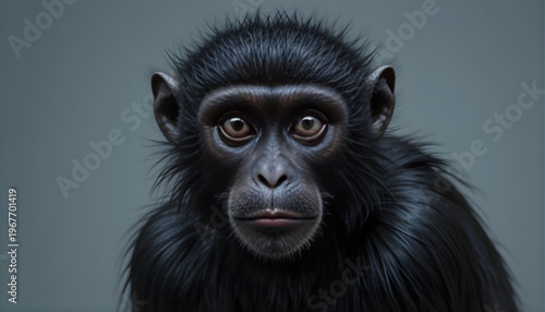 Striking chimpanzee portrait on dark background highlighting facial details and expression. Perfect for wildlife, conservation, and animal study themes
