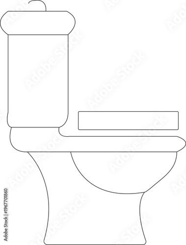 Simple clean outline of a standard toilet bowl, a fundamental bathroom fixture illustration for various plumbing and sanitation designs
